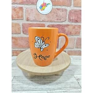 2008 Christian Art Gifts HOPE Mug Bible Friendship Etched Orange Butterfly